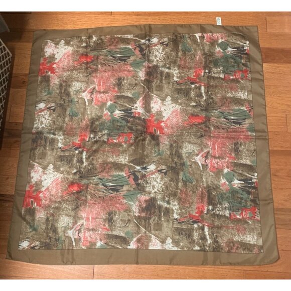 Vintage Abstract Floral Scarf Wall Art Polyester Made In Italy 35 x 35 Inches - Picture 7 of 9